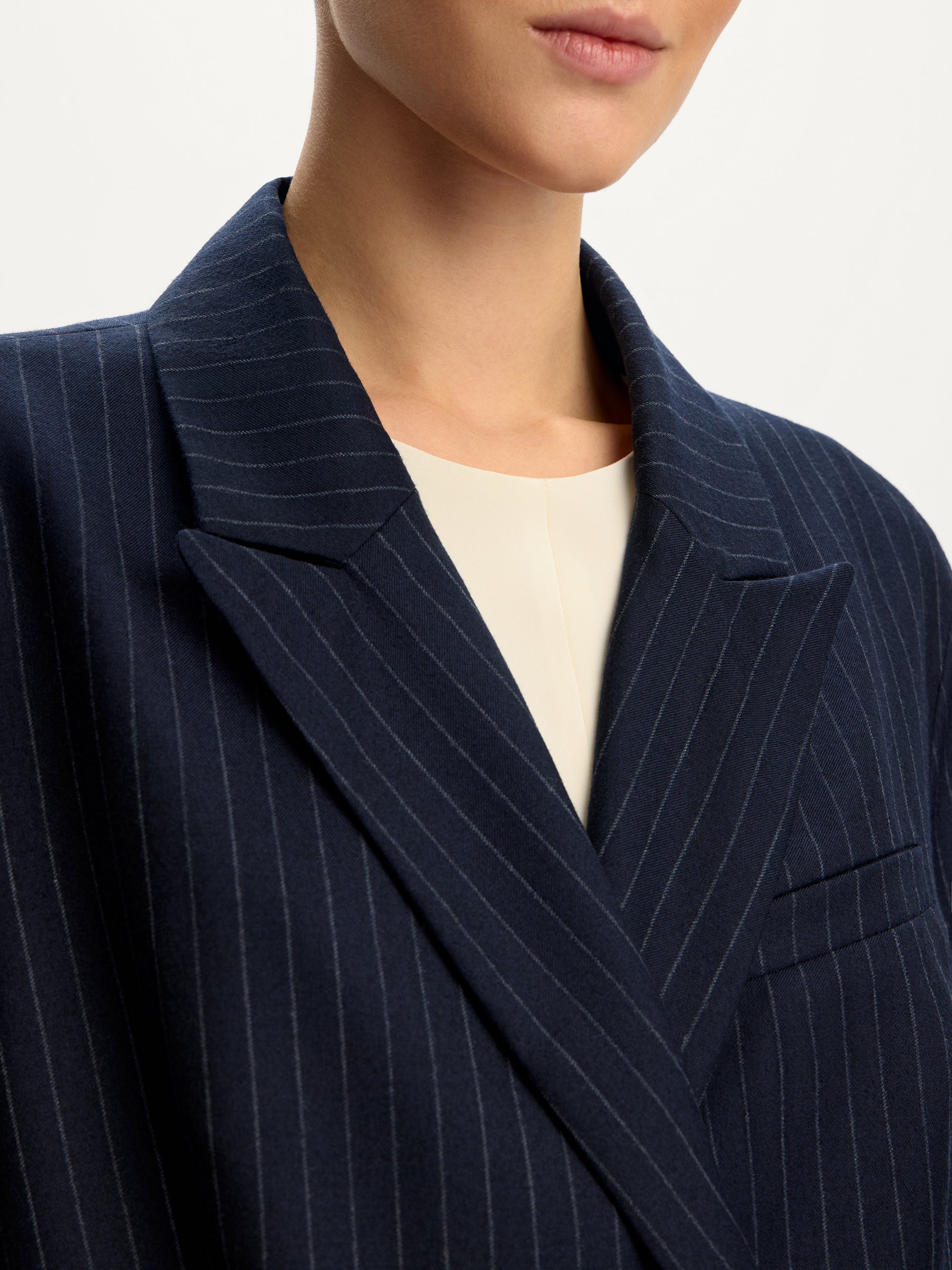 Pinstriped wool blazer