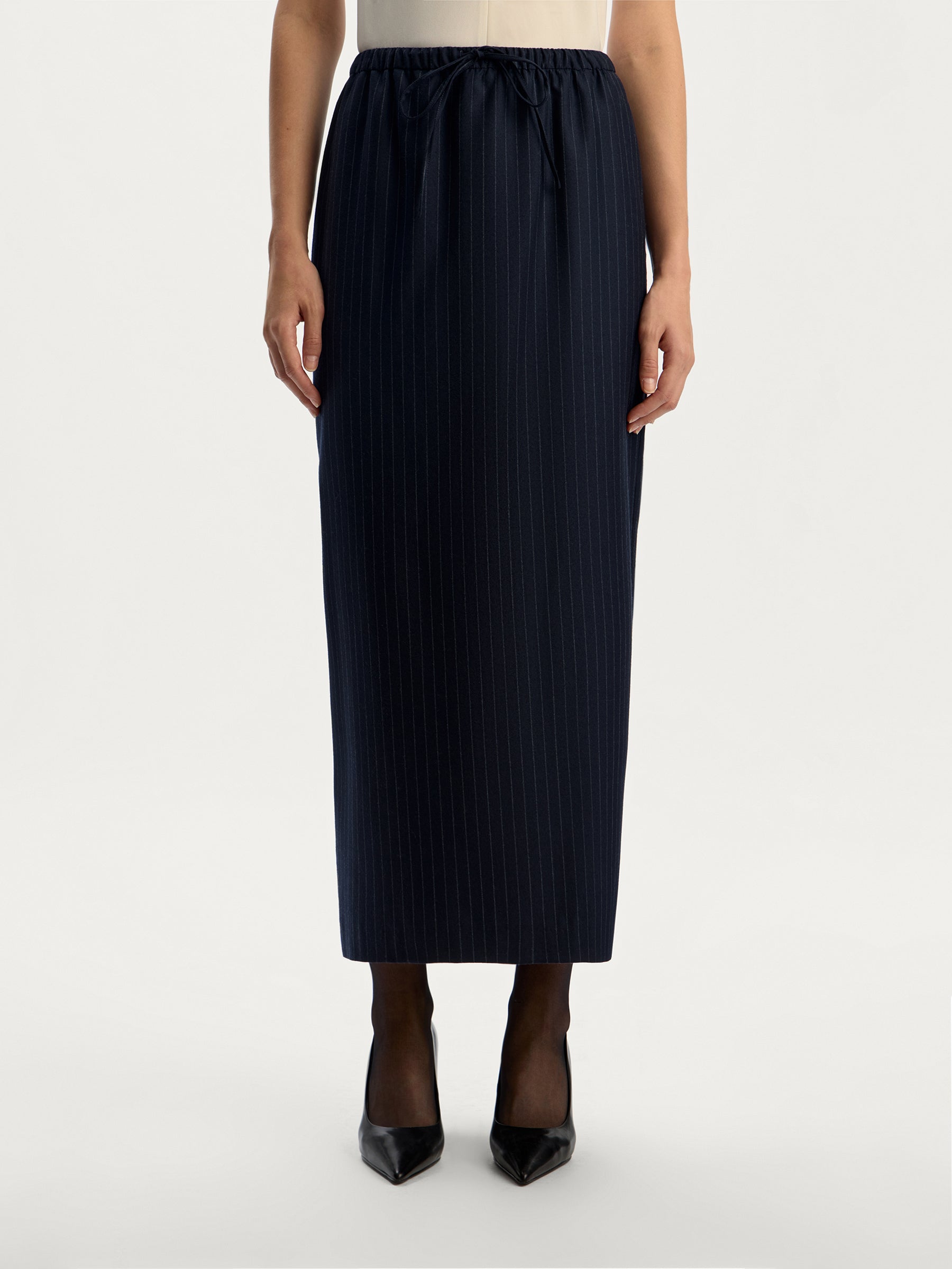 Pinstriped wool skirt