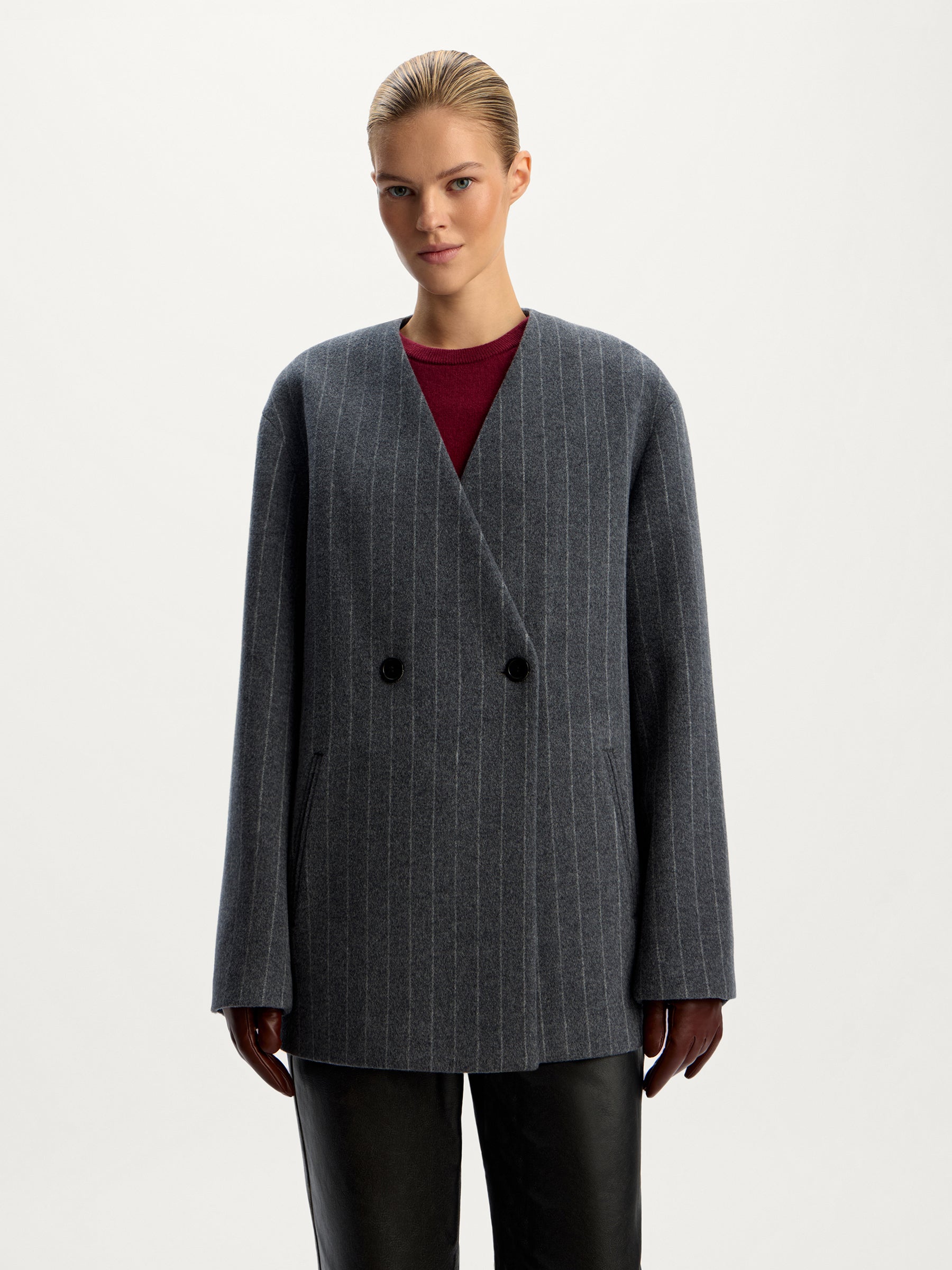 Cropped wool-cashmere coat