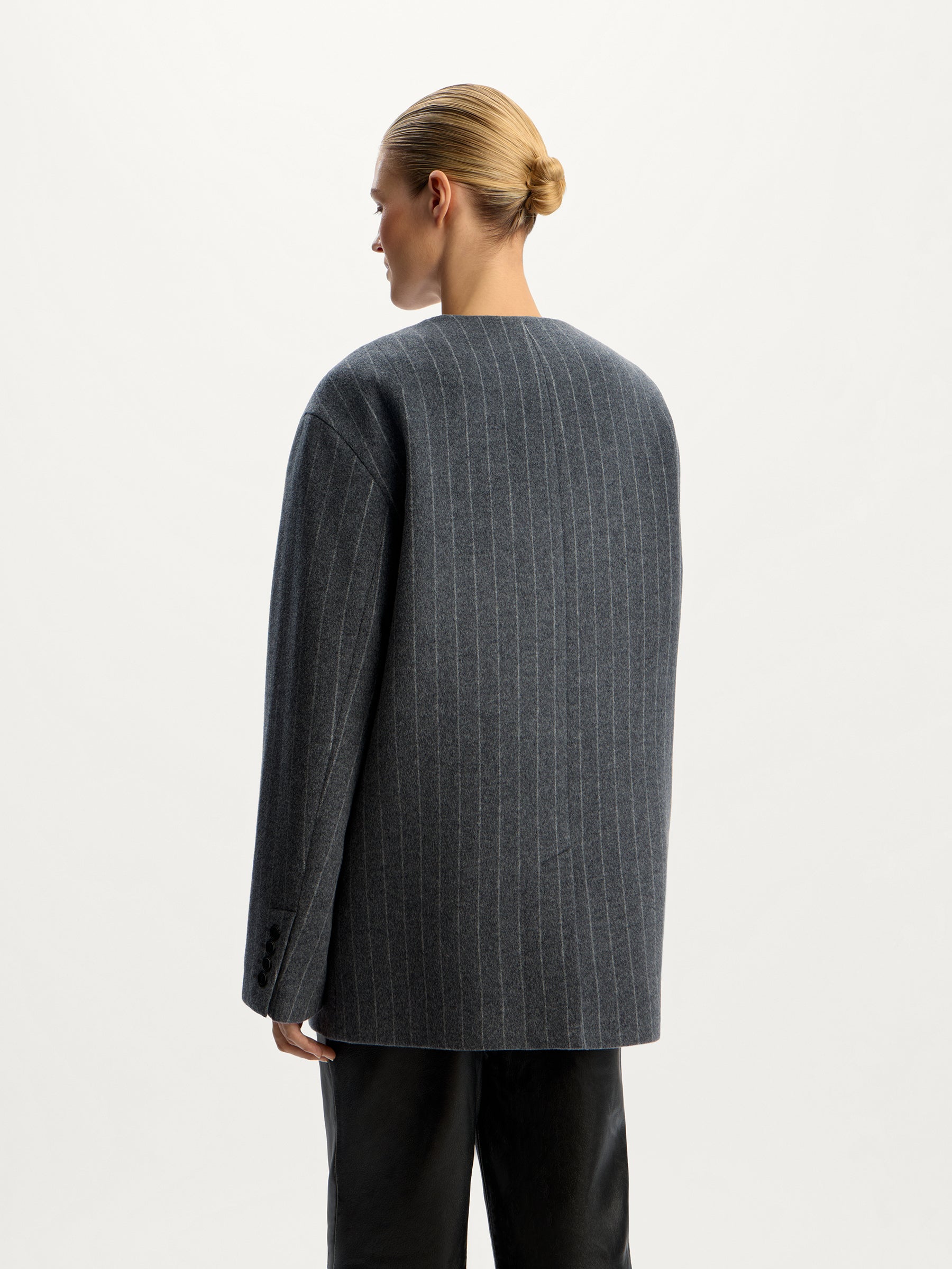 Cropped wool-cashmere coat