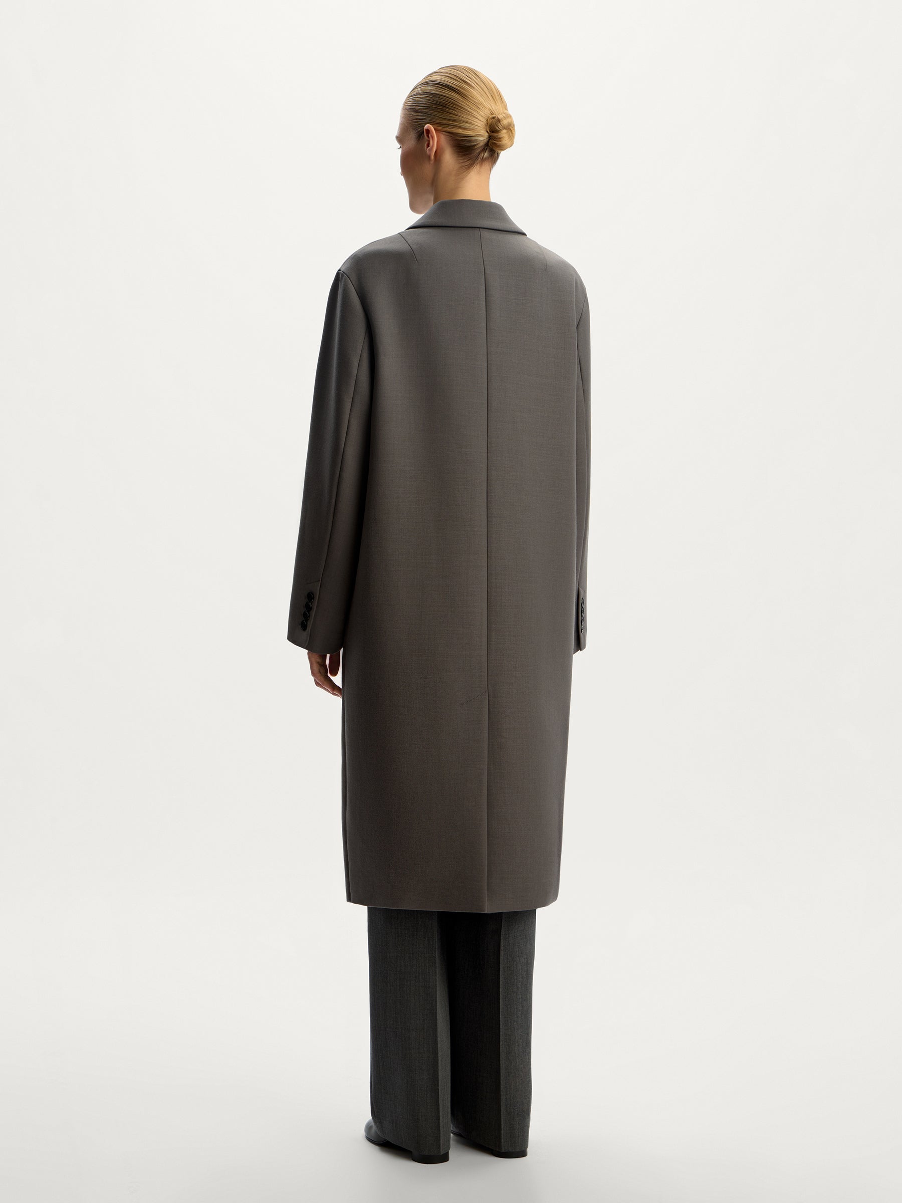 Double-breasted wool blend coat