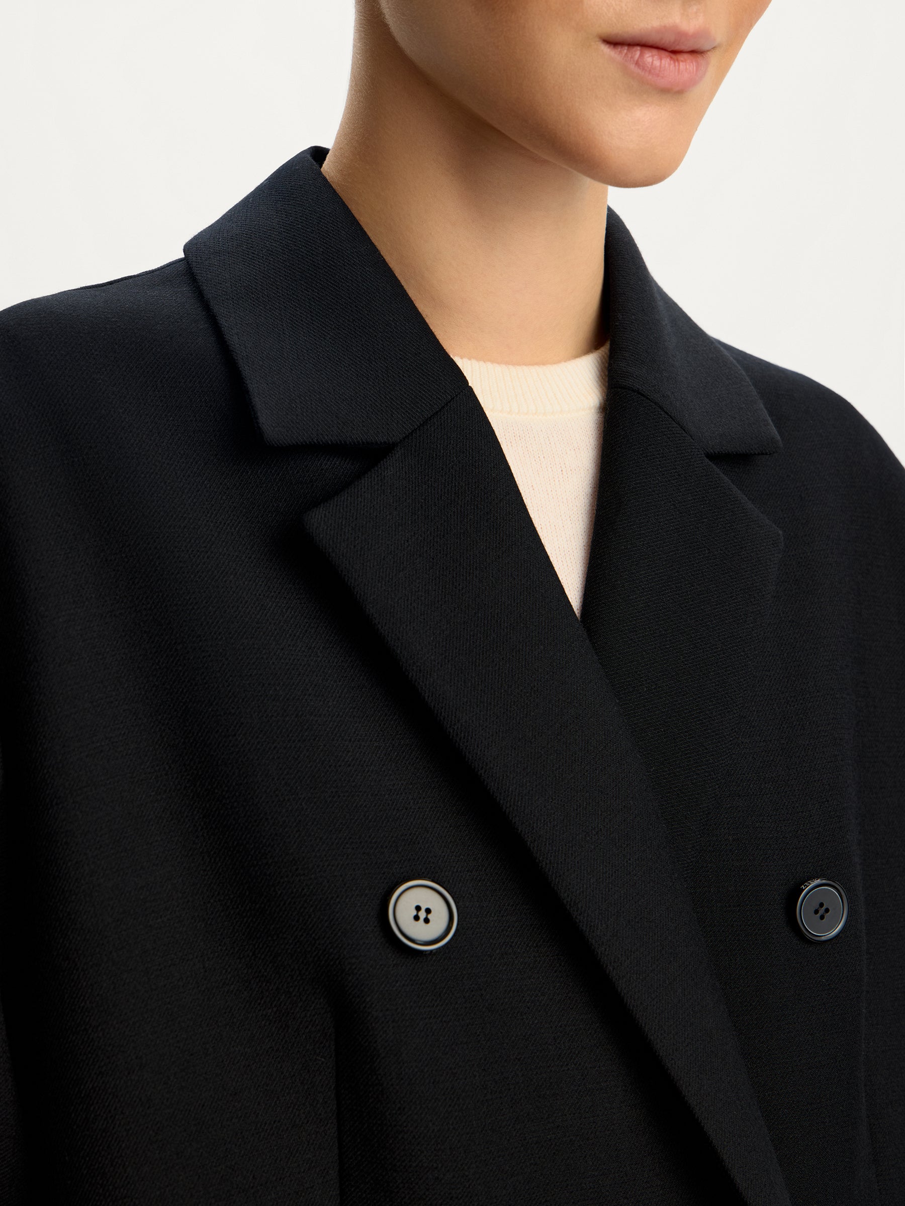 Double-breasted wool blend coat