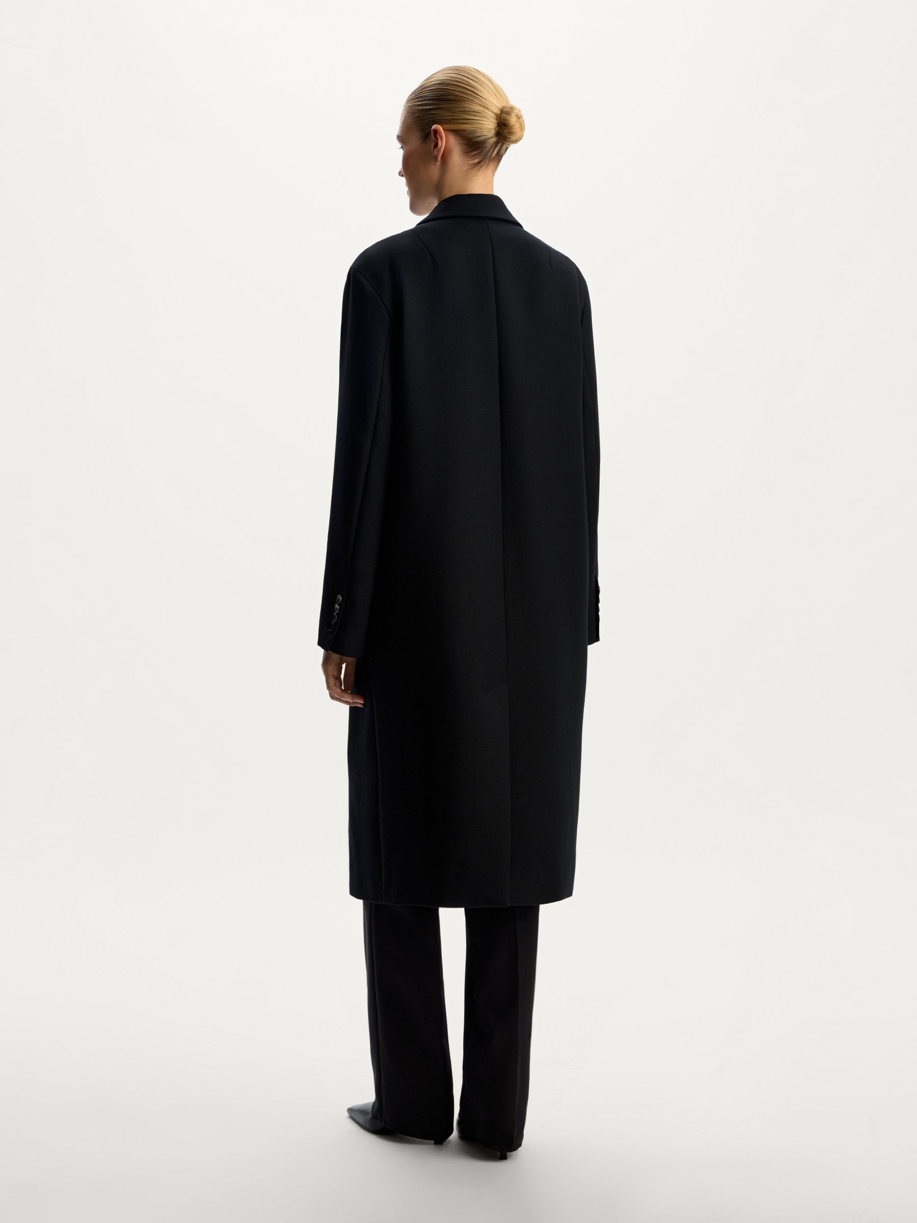 Double-breasted wool blend coat