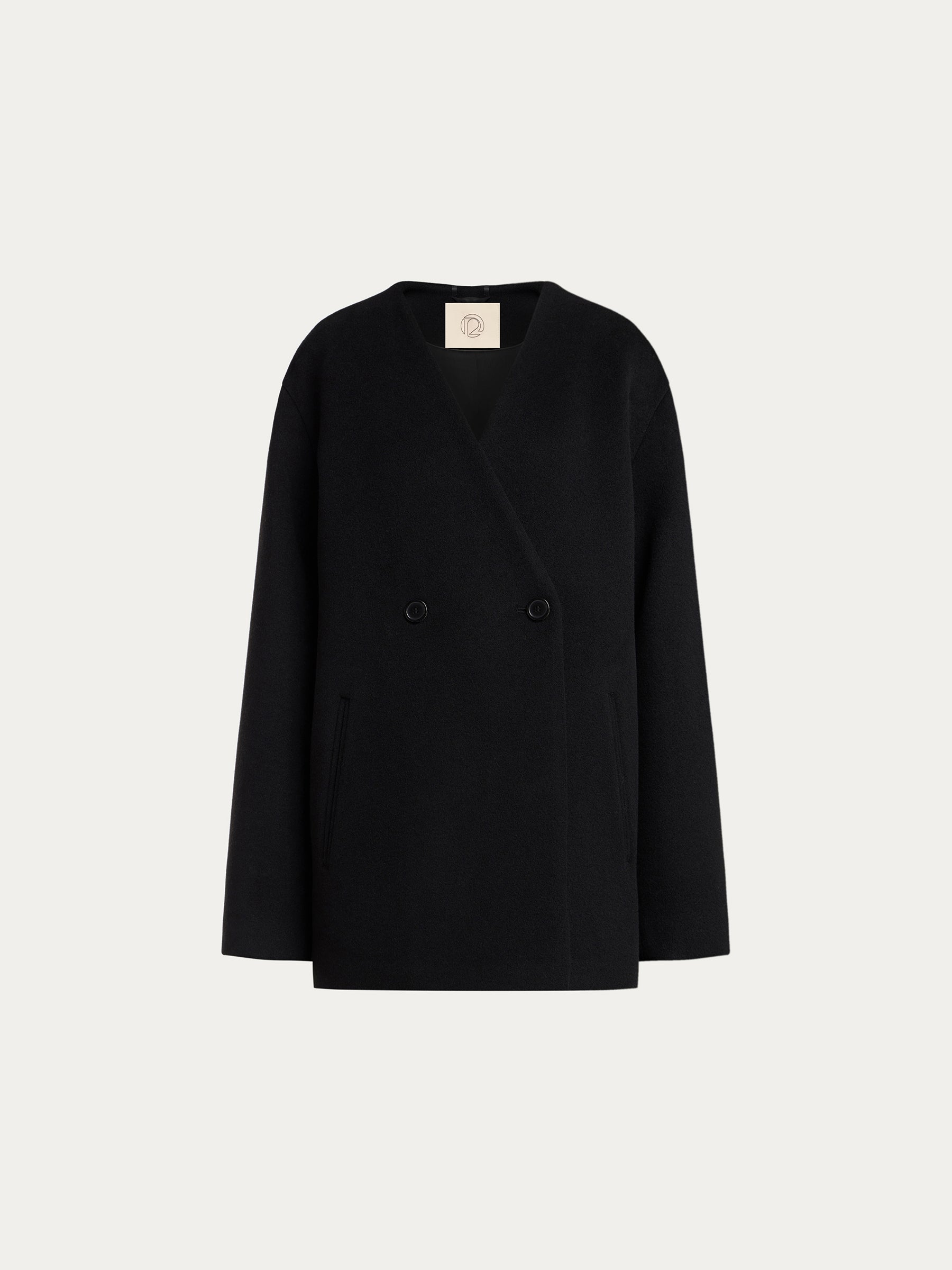 Cropped wool-cashmere coat