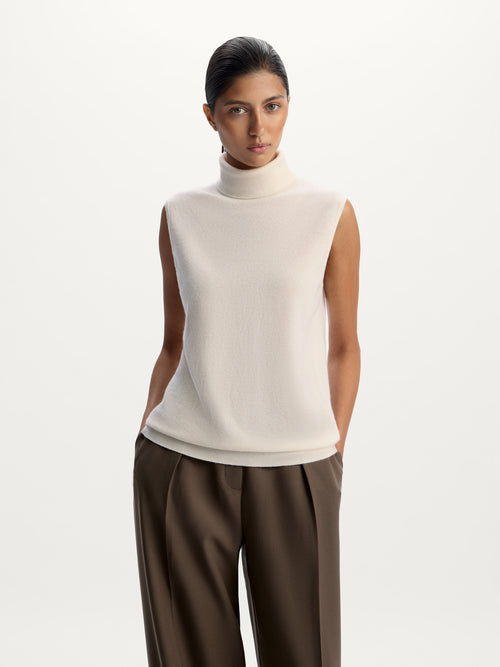 Wool-cashmere turtleneck top