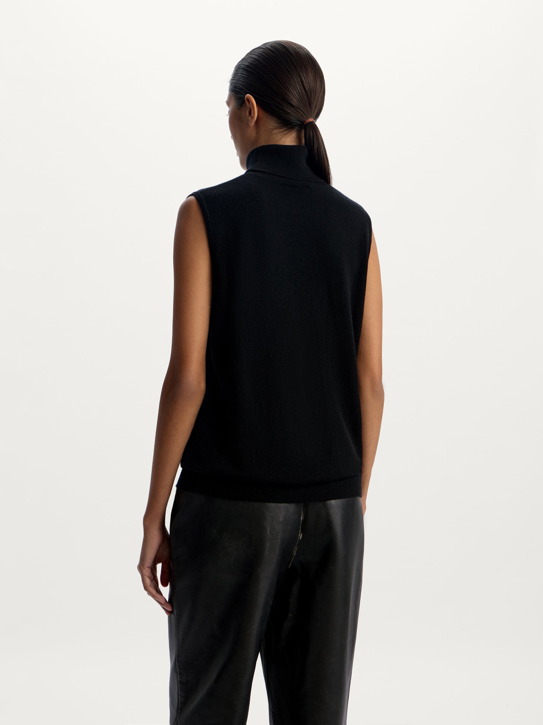 Wool-cashmere turtleneck top