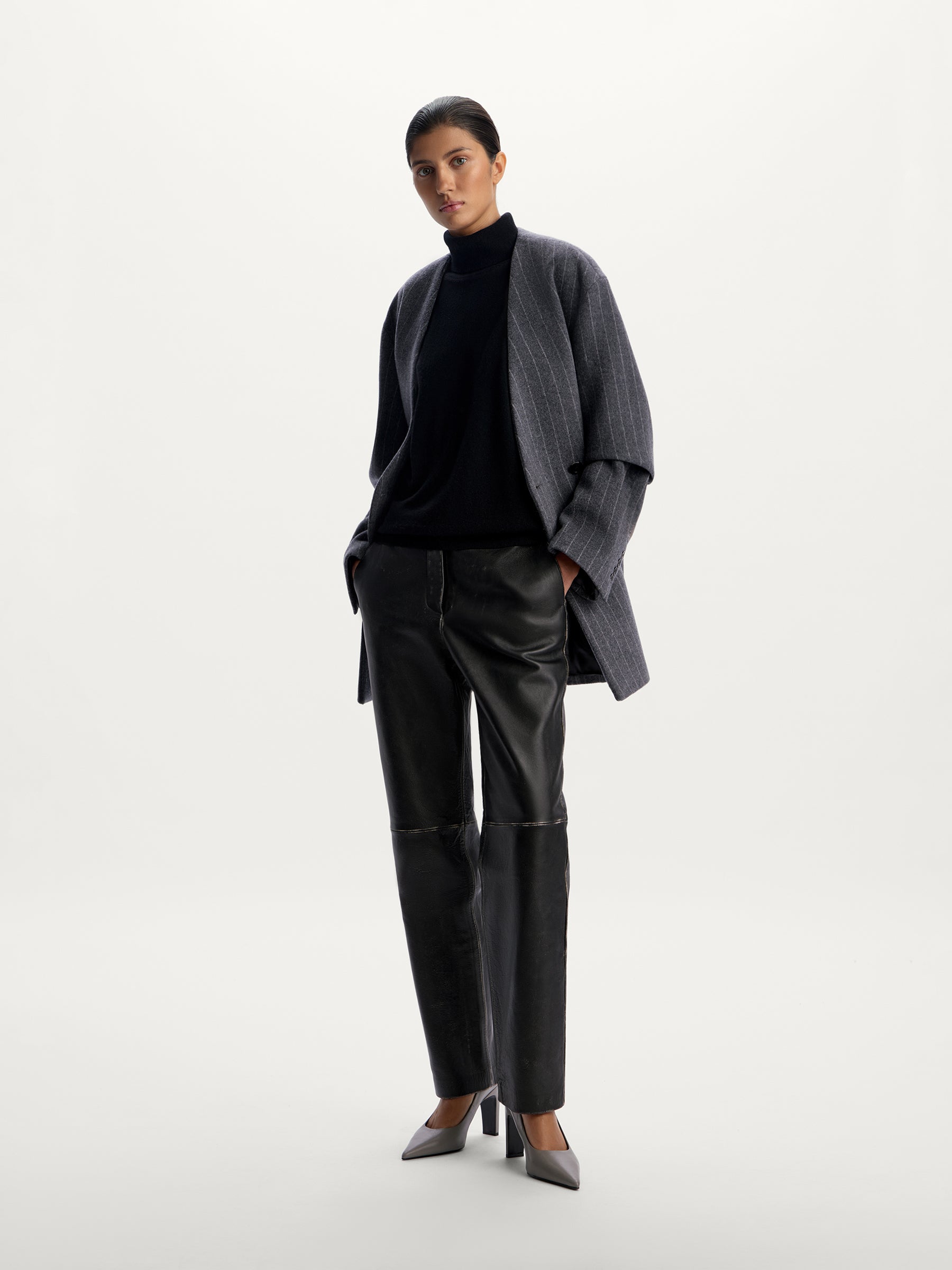 Wool-cashmere turtleneck top