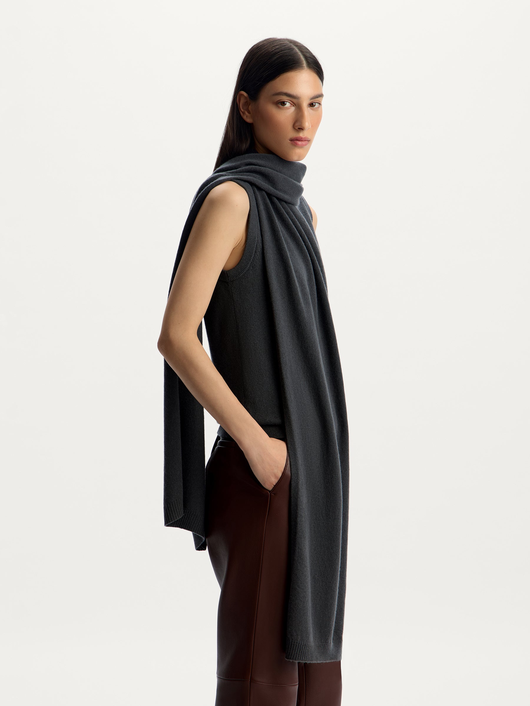 Wool-cashmere scarf top