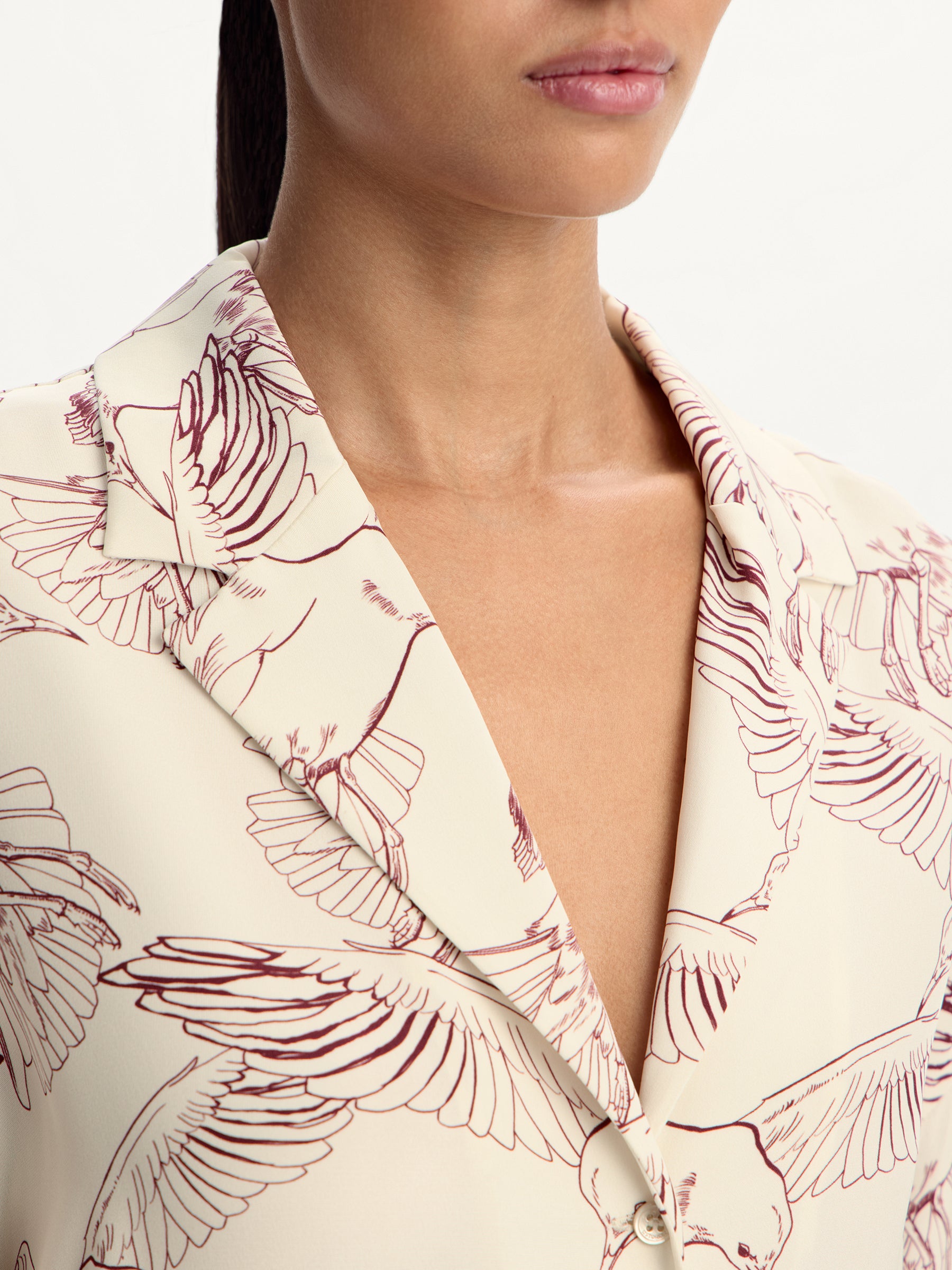 Printed silk shirt dress