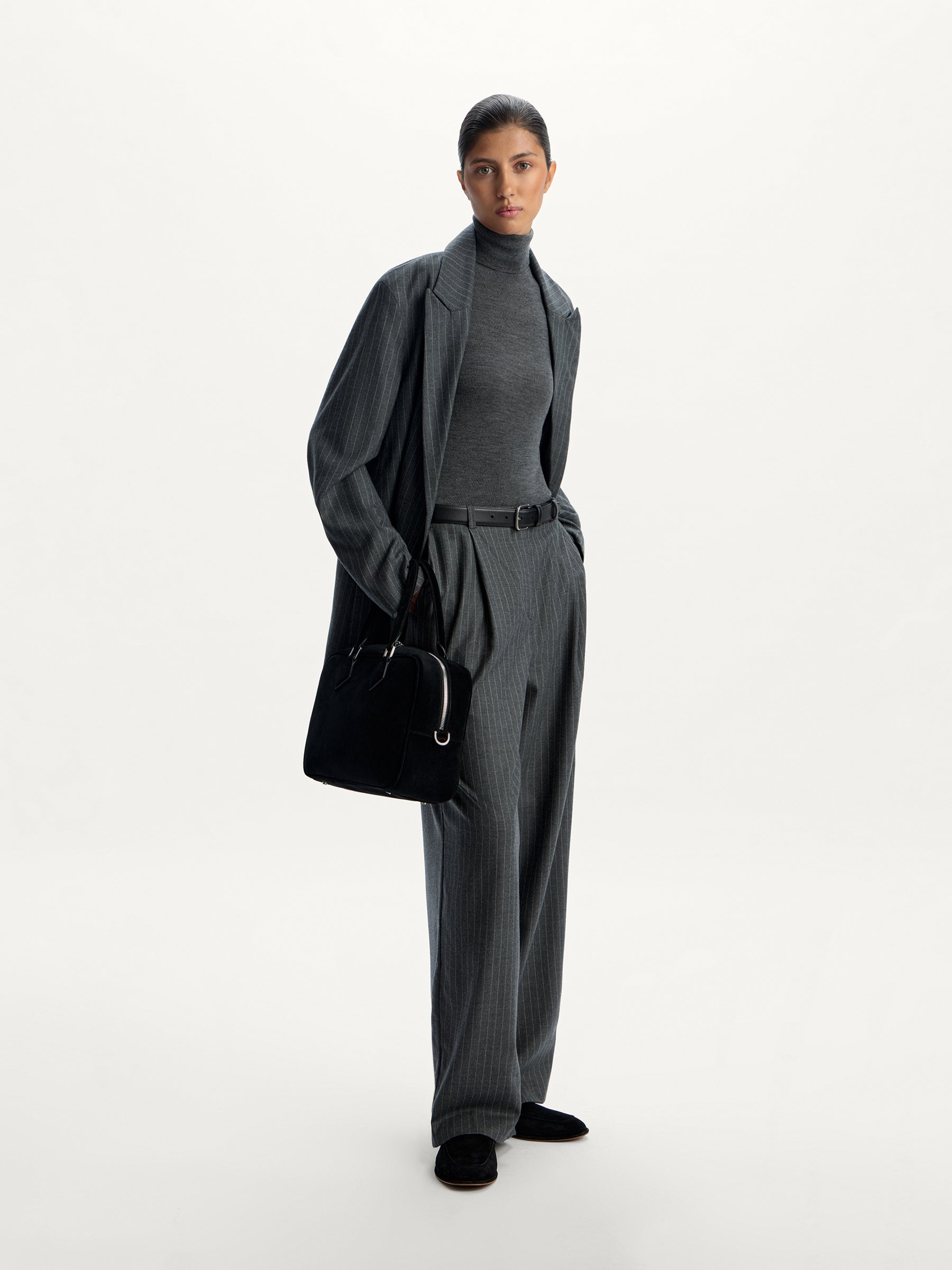 Pinstriped wool trousers