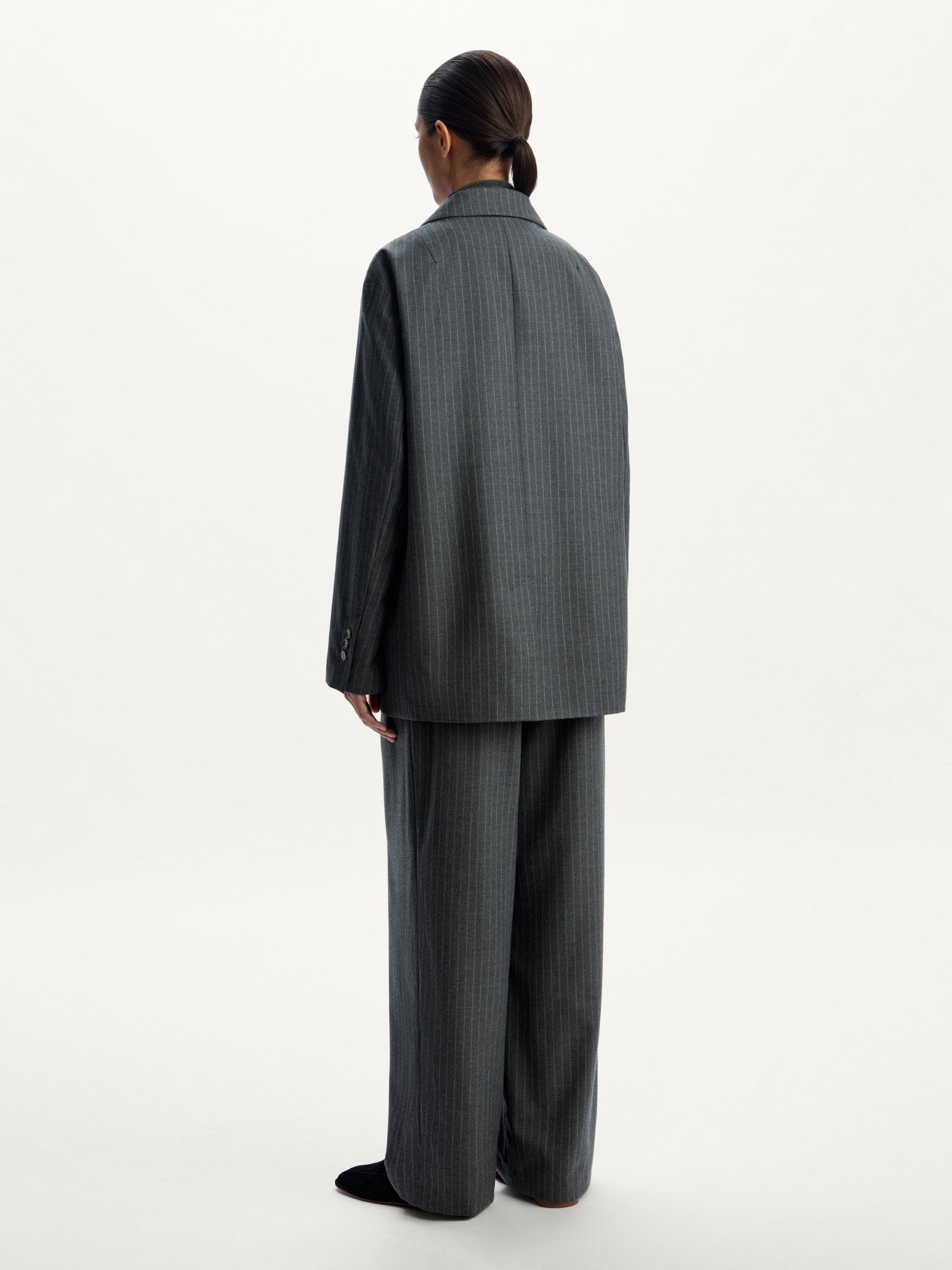 Pinstriped wool trousers