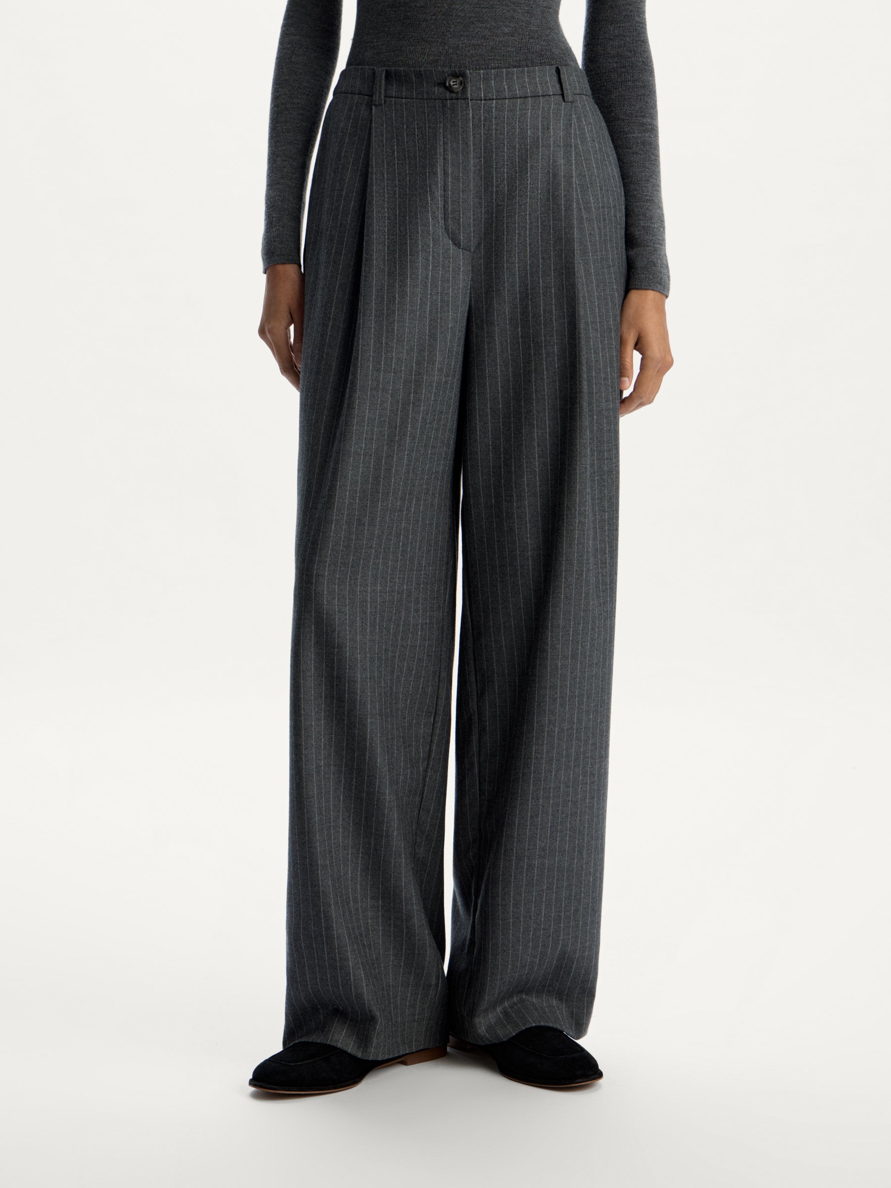 Pinstriped wool trousers