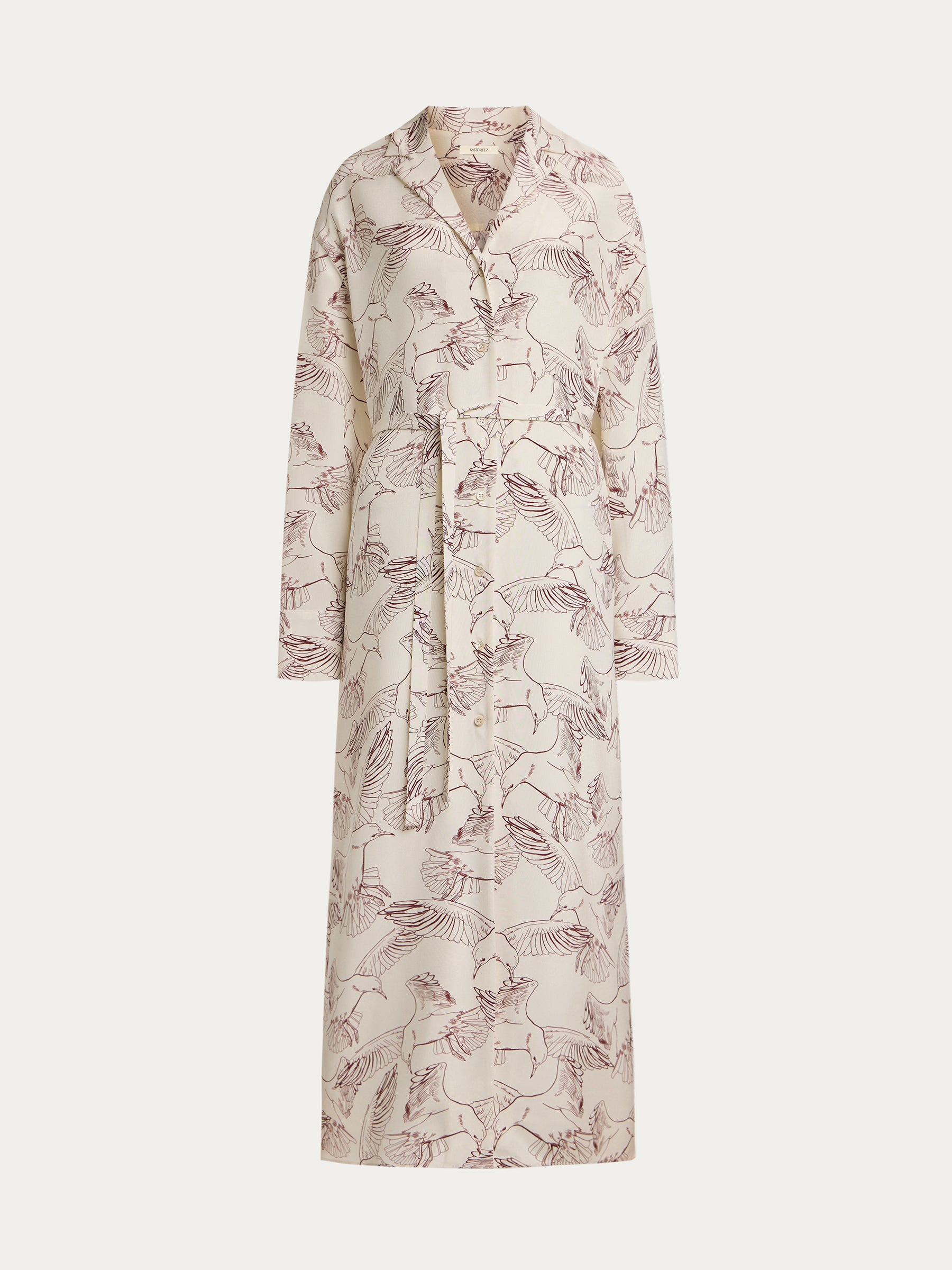 Printed silk shirt dress