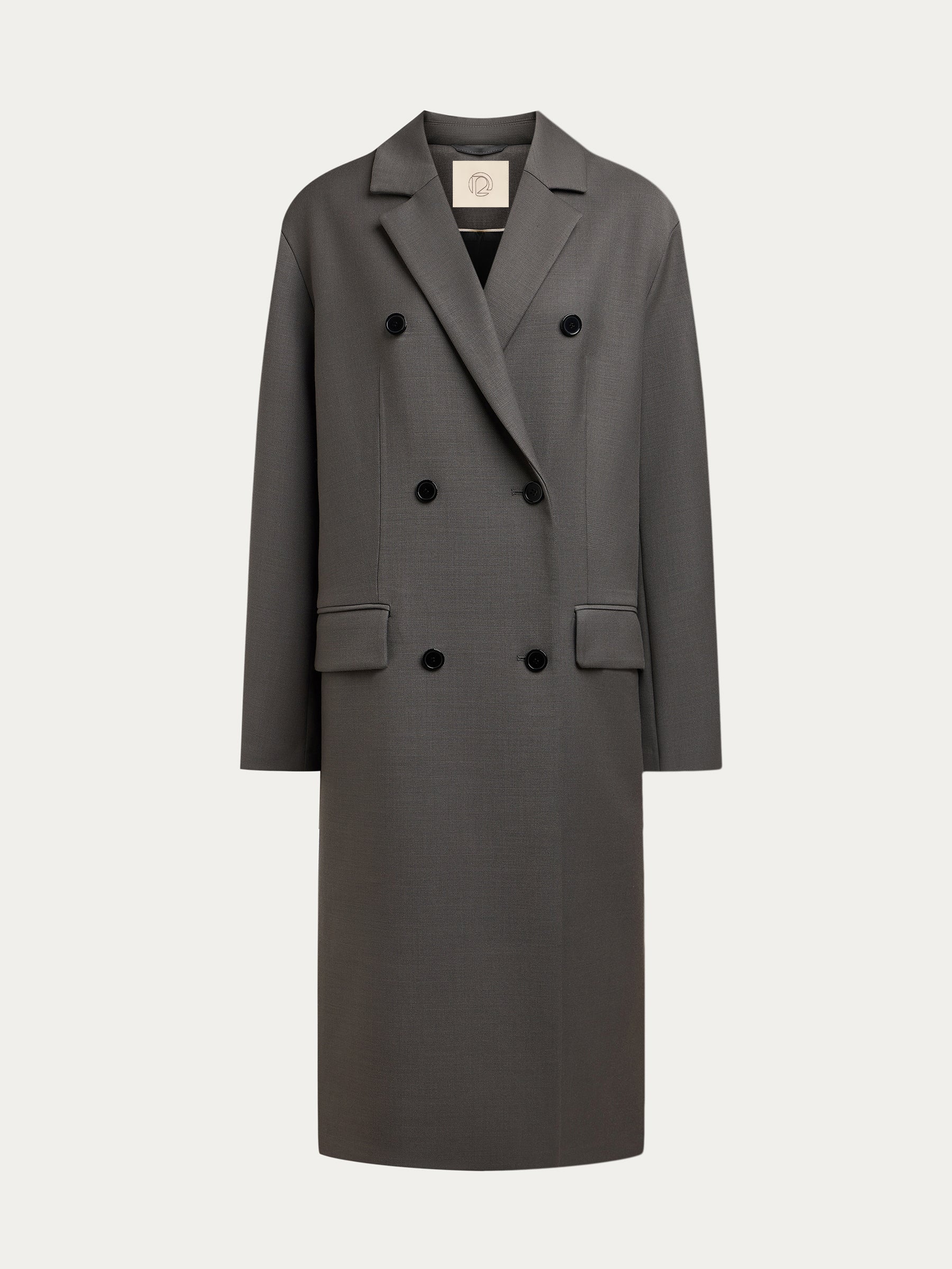 Double-breasted wool blend coat