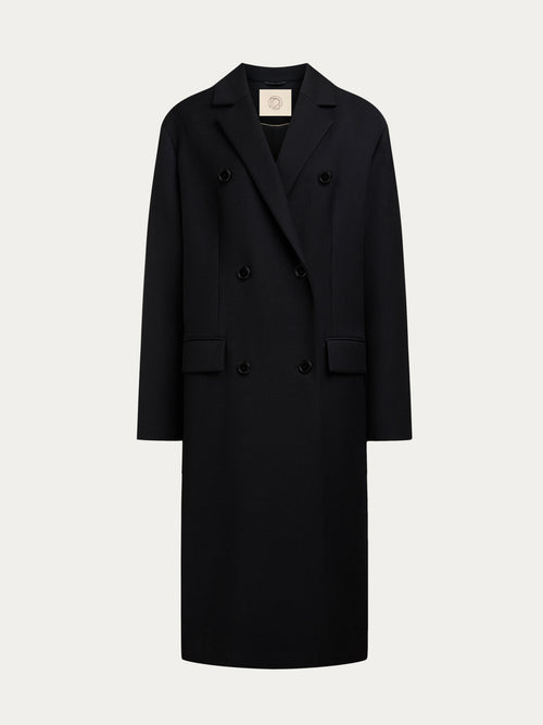 Double-breasted wool blend coat