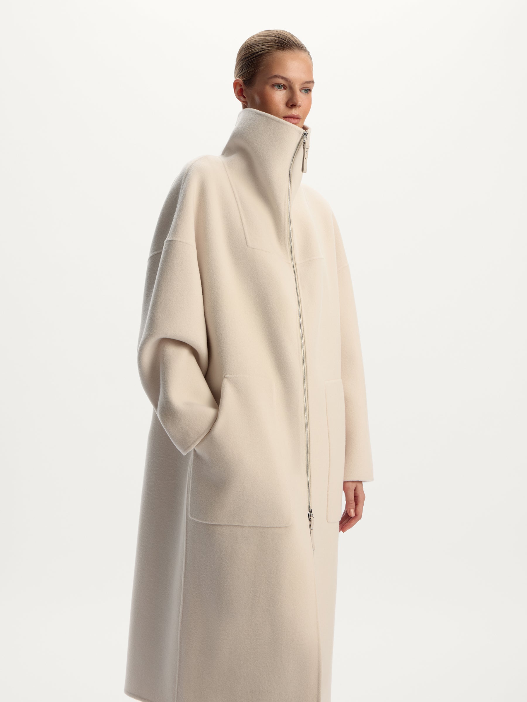 Wool-cashmere zip coat