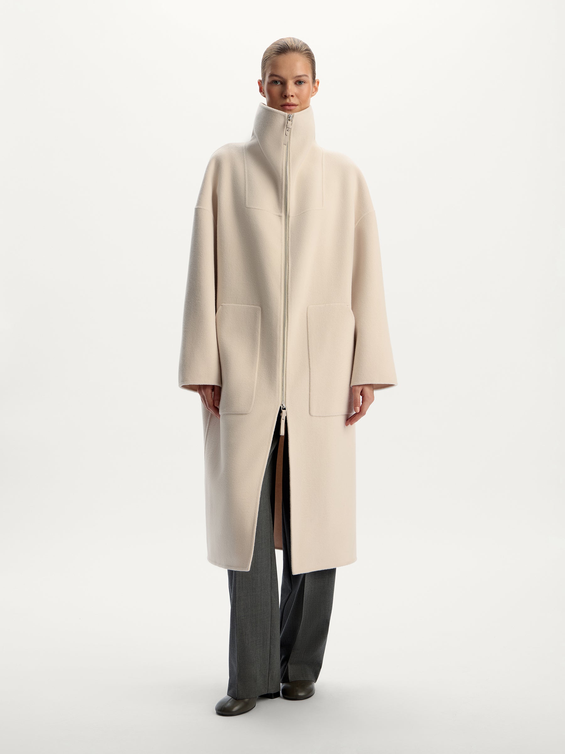 Wool-cashmere zip coat