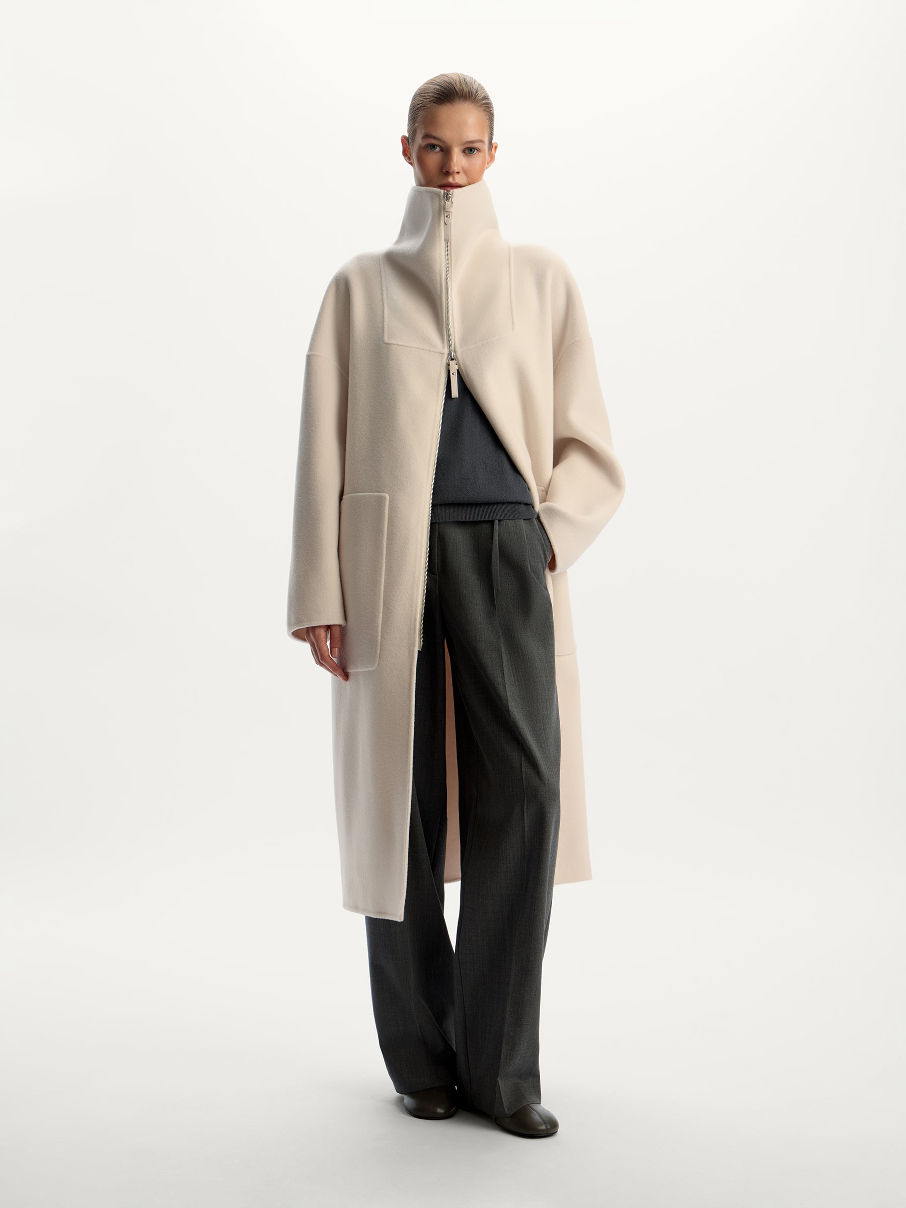 Wool-cashmere zip coat