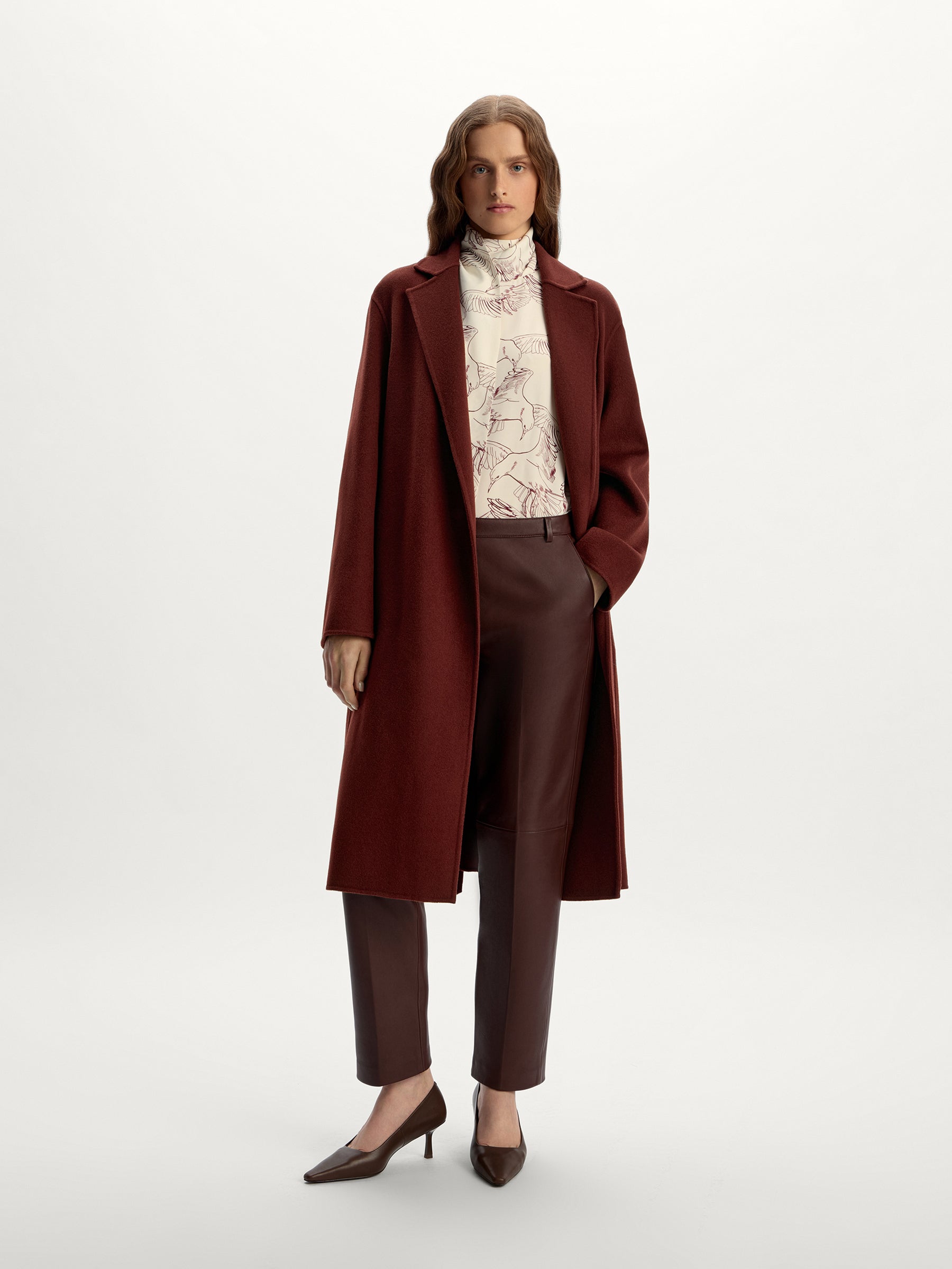 Belted merino coat