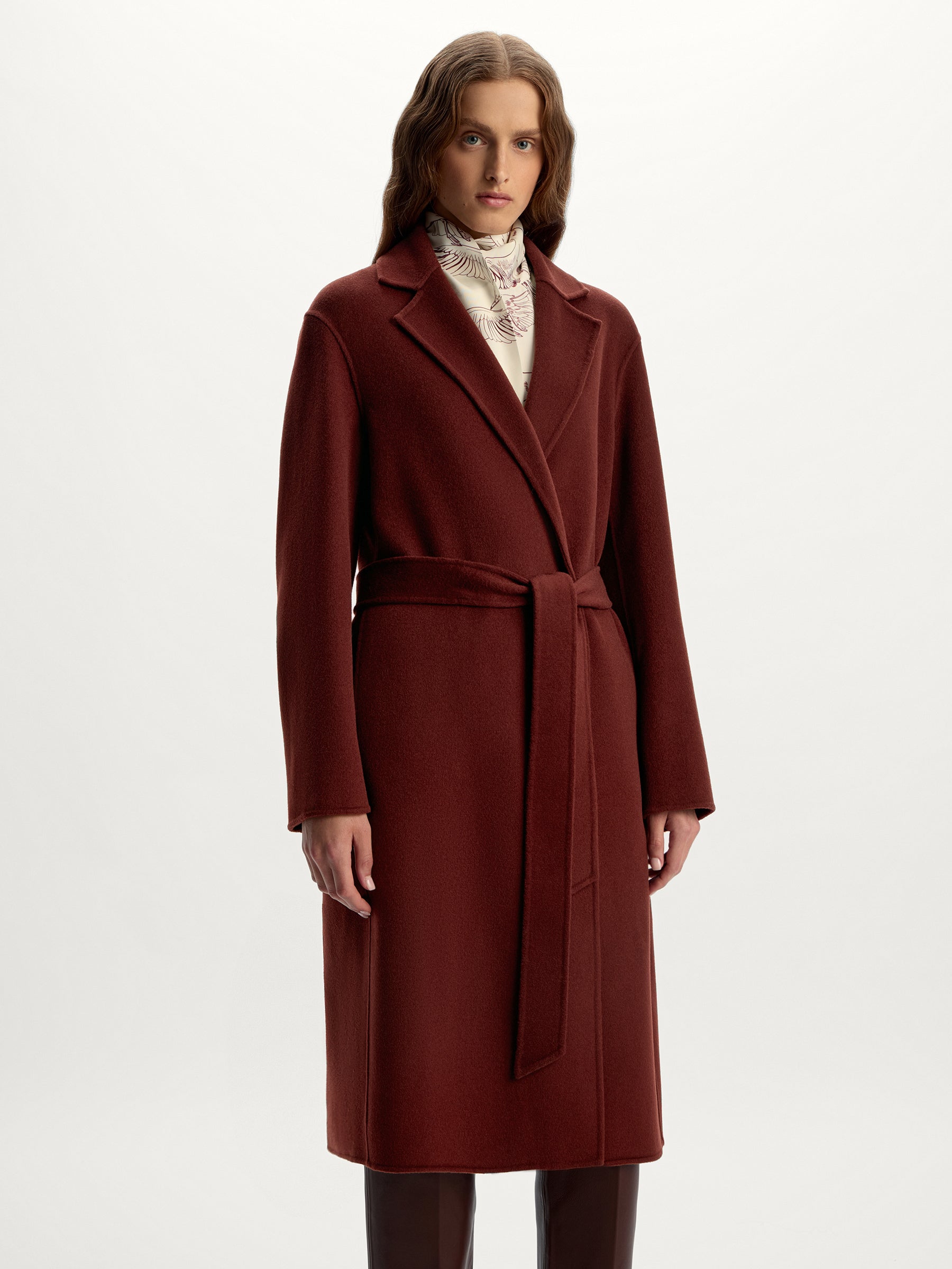 Belted merino coat