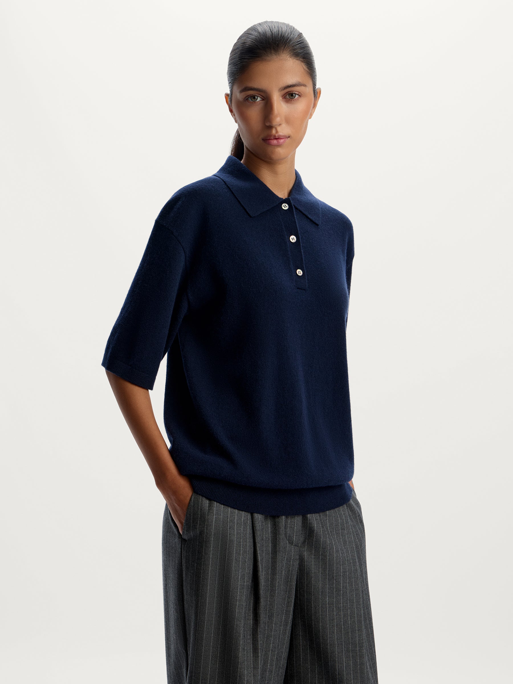 Wool-cashmere polo jumper