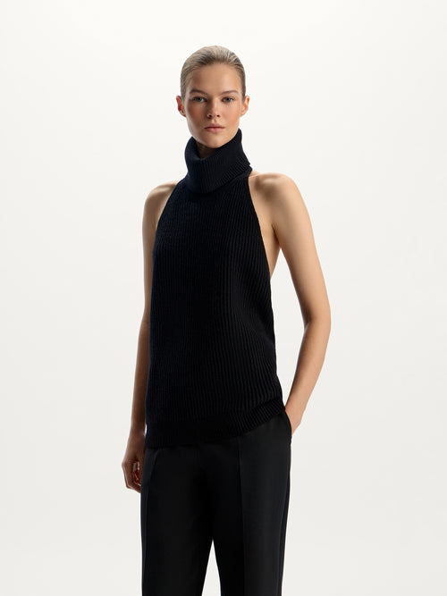 Open-back merino top