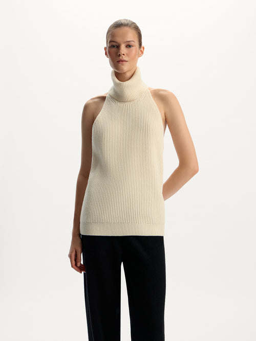 Open-back merino top