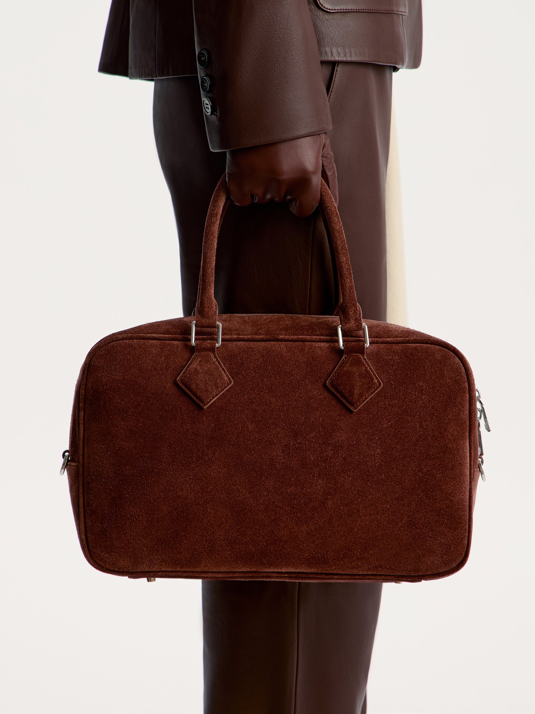 Suede bowler bag