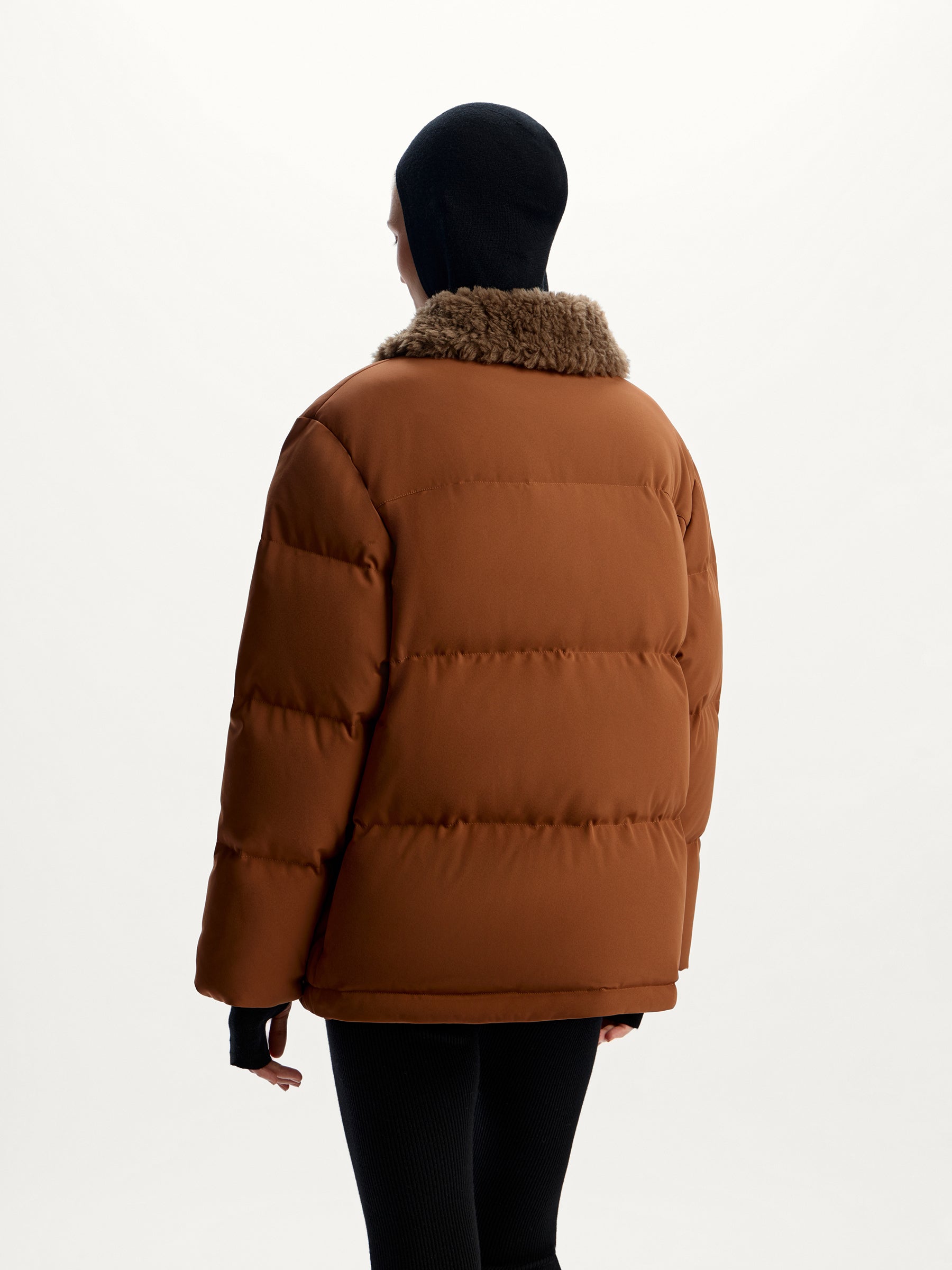 Shearling-collar down jacket