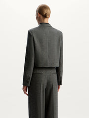 Herringbone wool-blend blazer