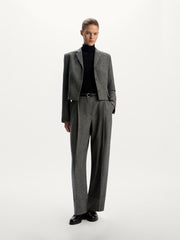 Herringbone wool-blend blazer