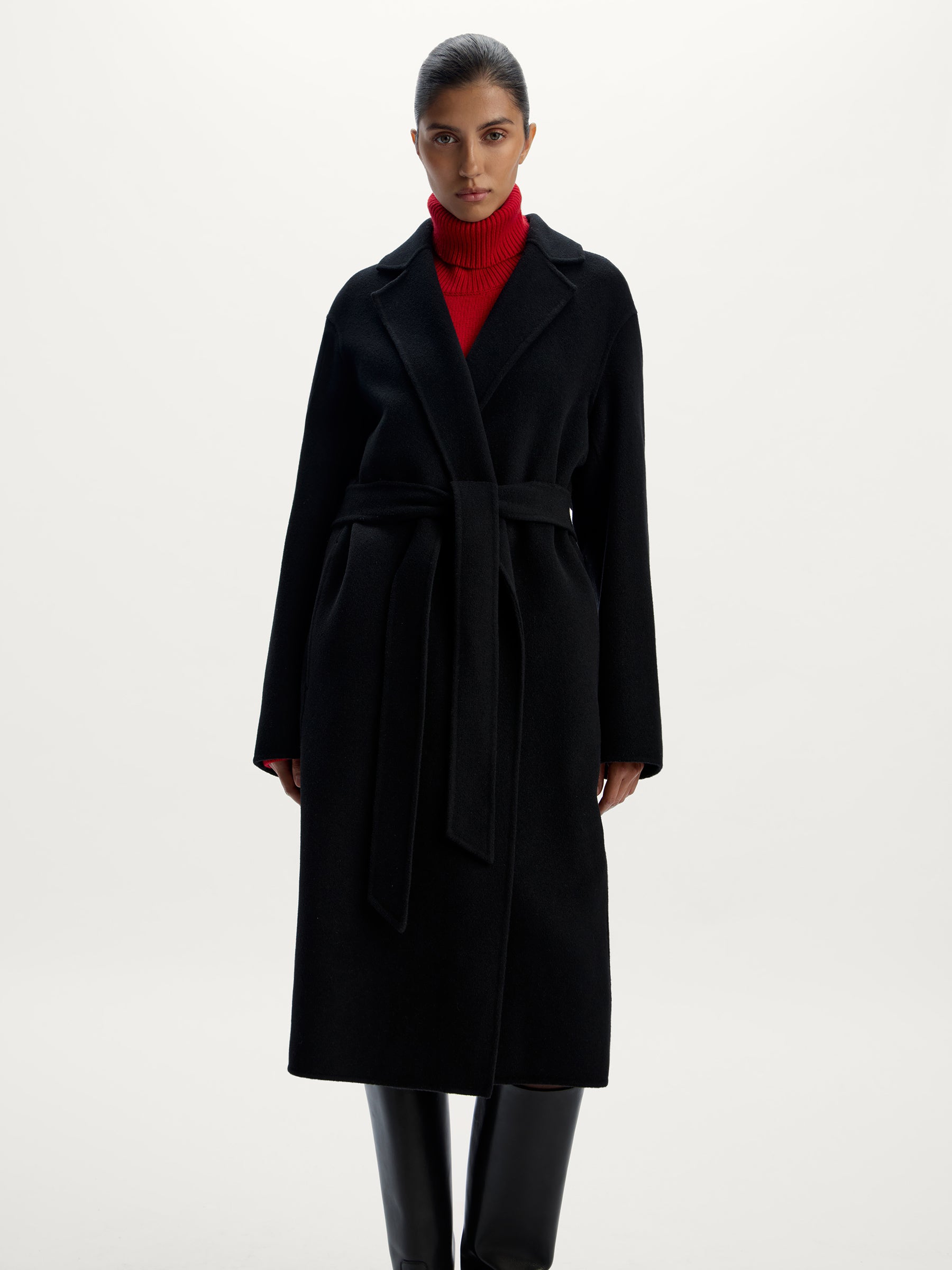 Belted merino coat