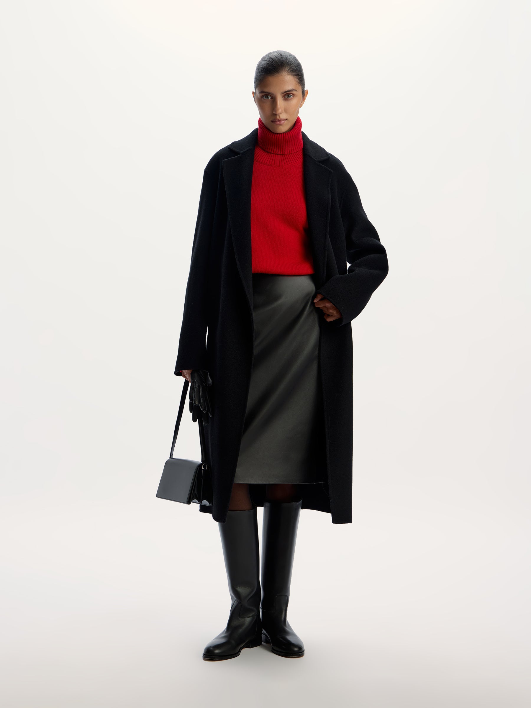 Belted merino coat