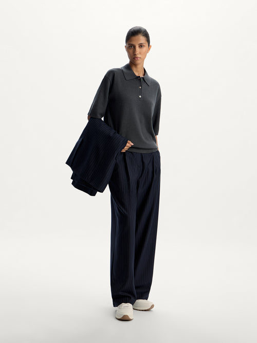 Wool-cashmere polo jumper