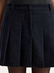 Herringbone wool-blend mini skirt