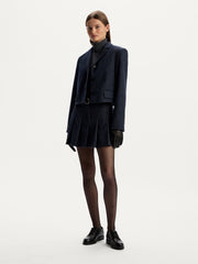 Herringbone wool-blend mini skirt