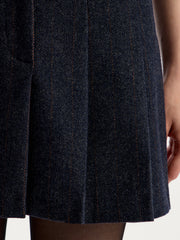 Herringbone wool-blend mini skirt