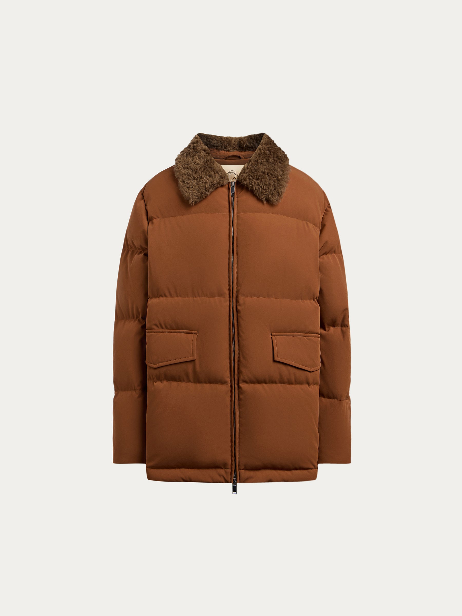 Shearling-collar down jacket