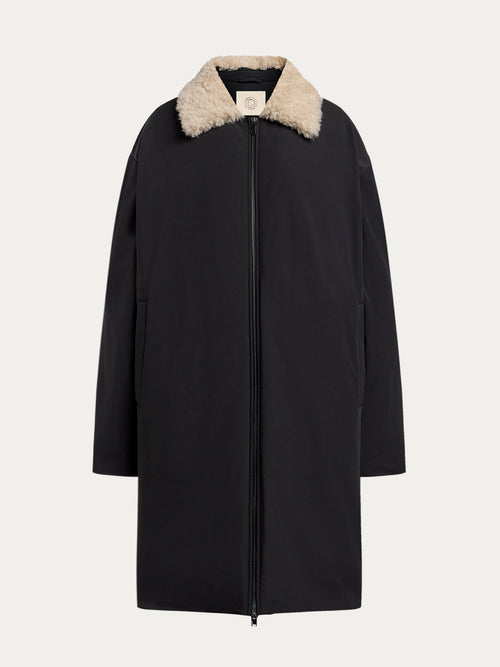 Shearling-collar down coat