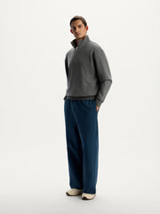Wide leg terry trousers