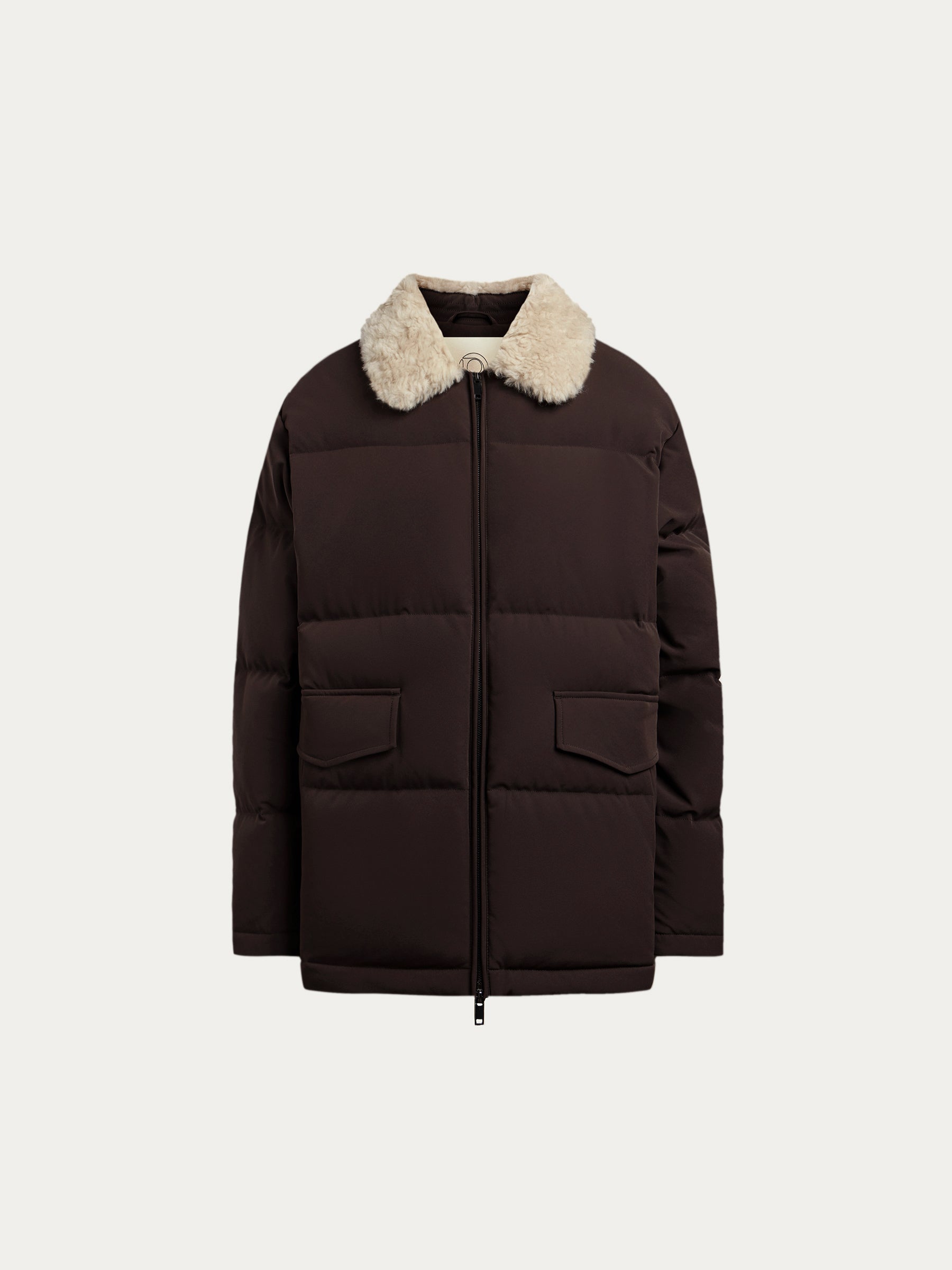 Shearling-collar down jacket