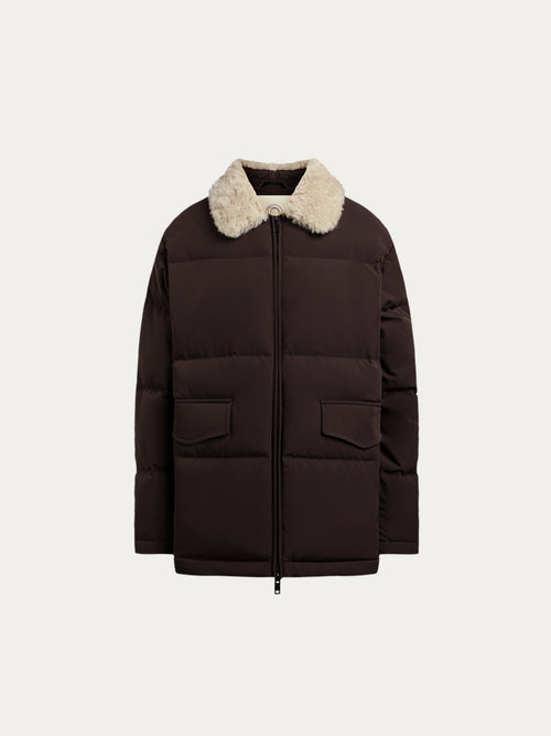 Shearling-collar down jacket