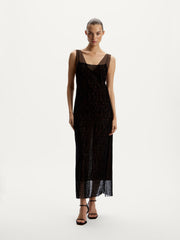 Lace and chiffon midi dress