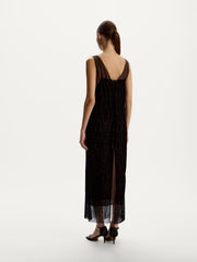 Lace and chiffon midi dress