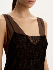 Lace and chiffon midi dress