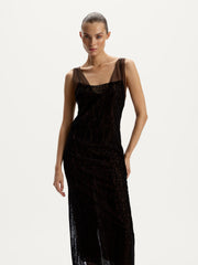 Lace and chiffon midi dress