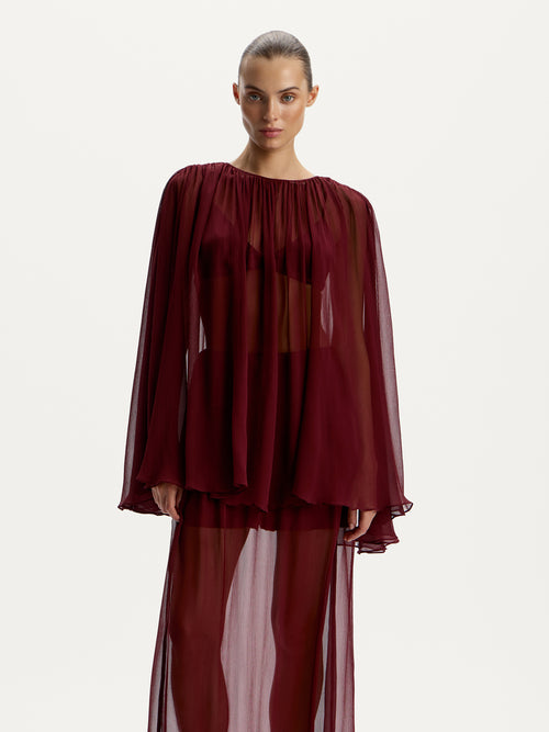 Silk chiffon cape and bra