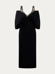 Velvet bow midi dress