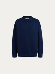 Merino-cotton polo jumper