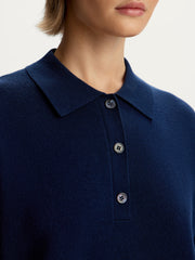 Merino-cotton polo jumper